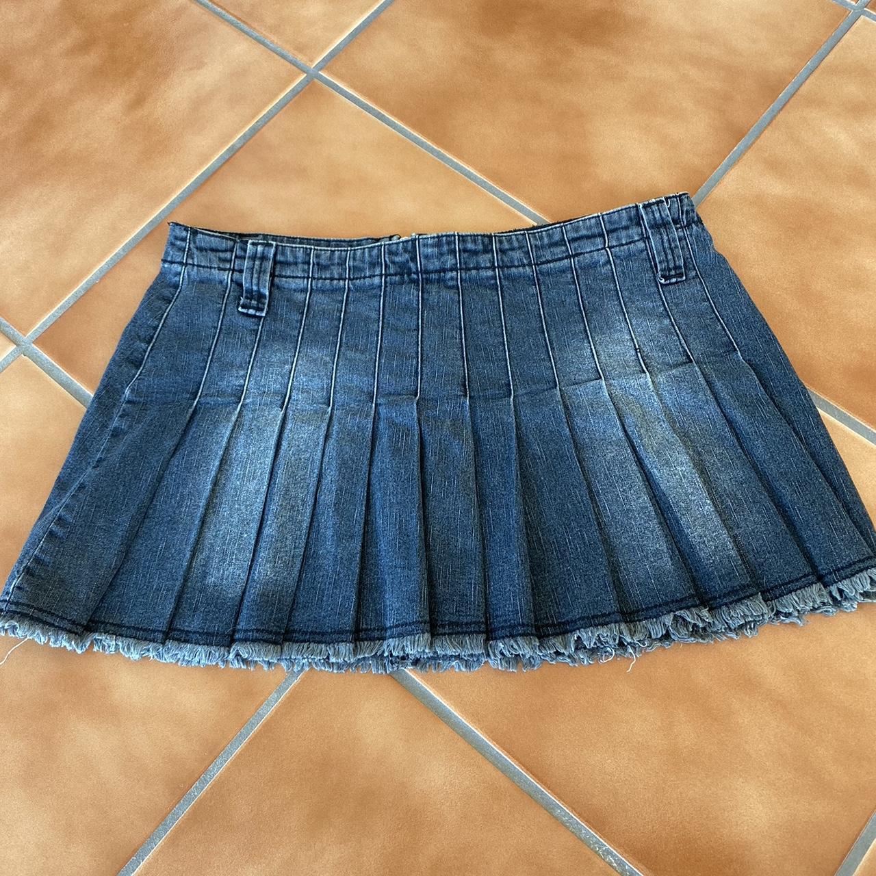 Sky Pleated Denim Mini