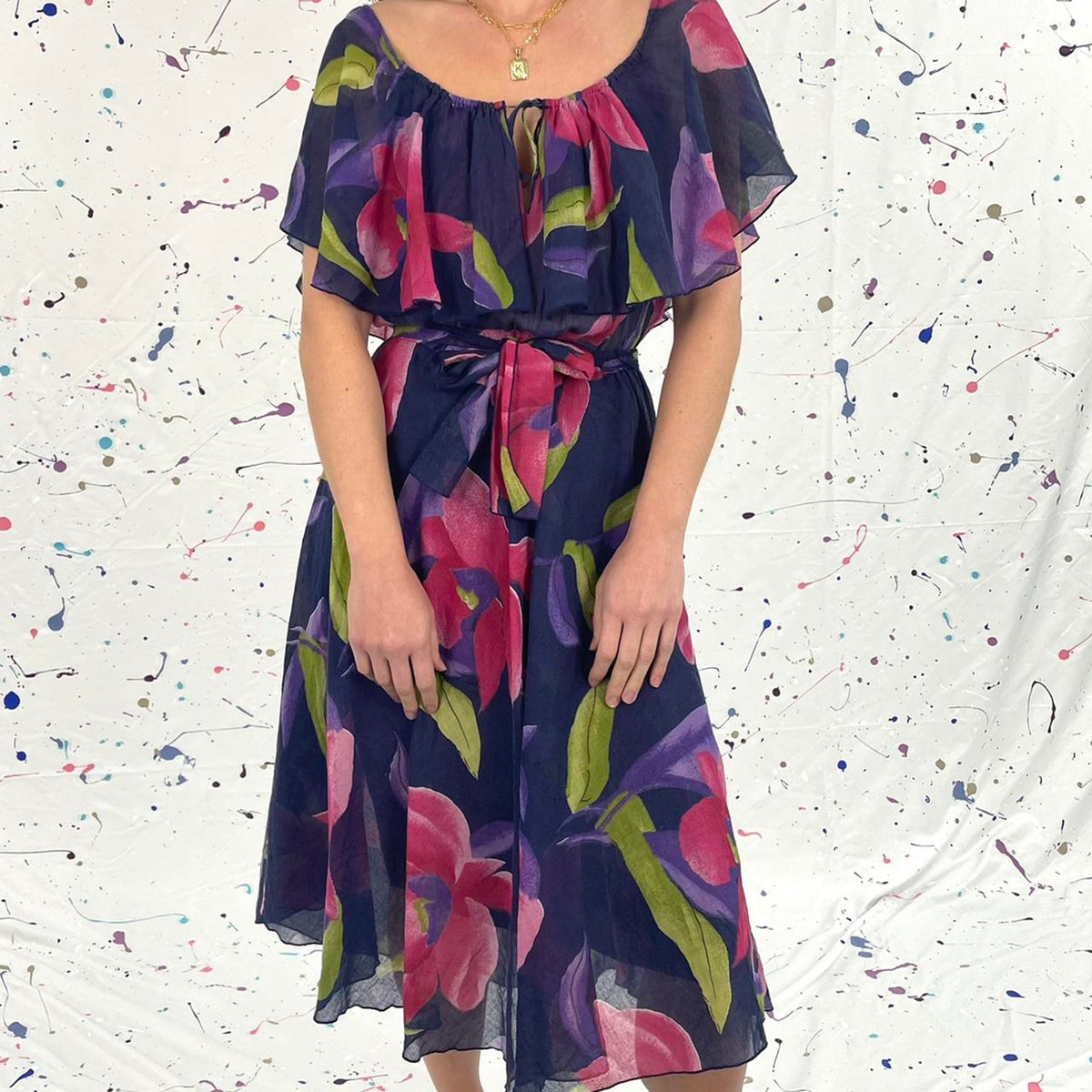 Moss Button Tea Dress