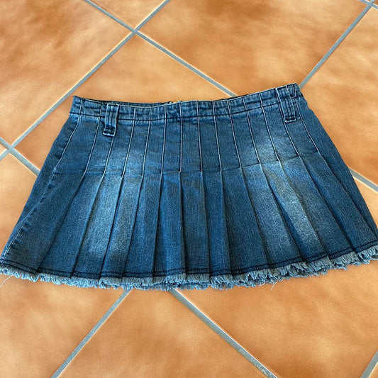 Sky Pleated Denim Mini